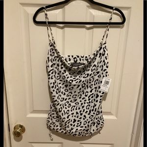 4siznna cropped top, animal print with adjustable tie ruched sides, Size M